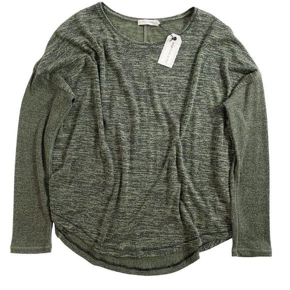 Rag & Bone/JEAN Amelie Long Sleeve Top Relaxed Fit Heathered Olive XXS NWT - Picture 1 of 7